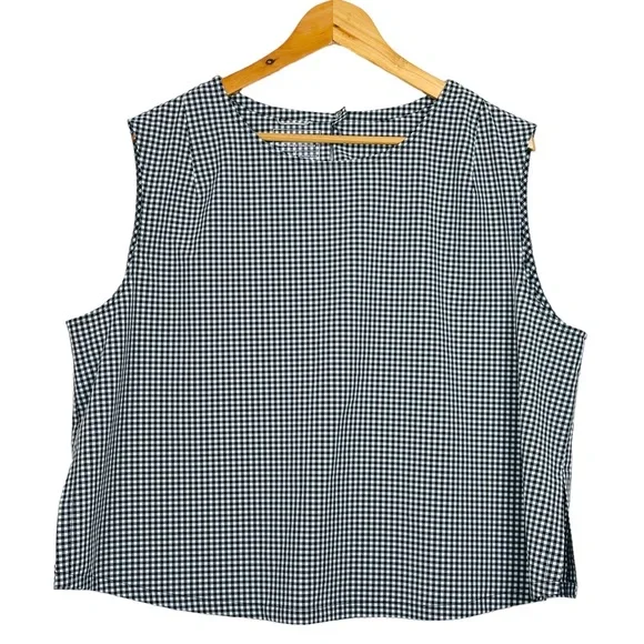 Wayre Shift & Snap Gingham Sleeveless No Iron Travel Cropped Tank Top Blouse - Picture 8 of 13